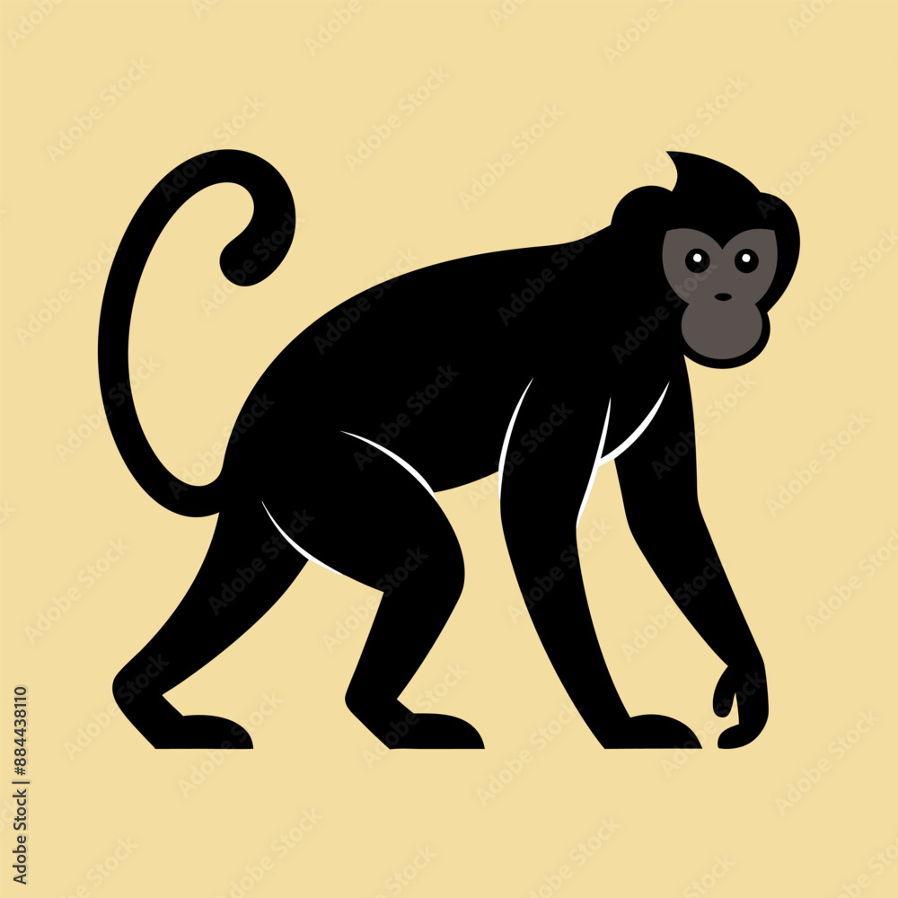 Obraz premium A Monkey silhouette vector illustration