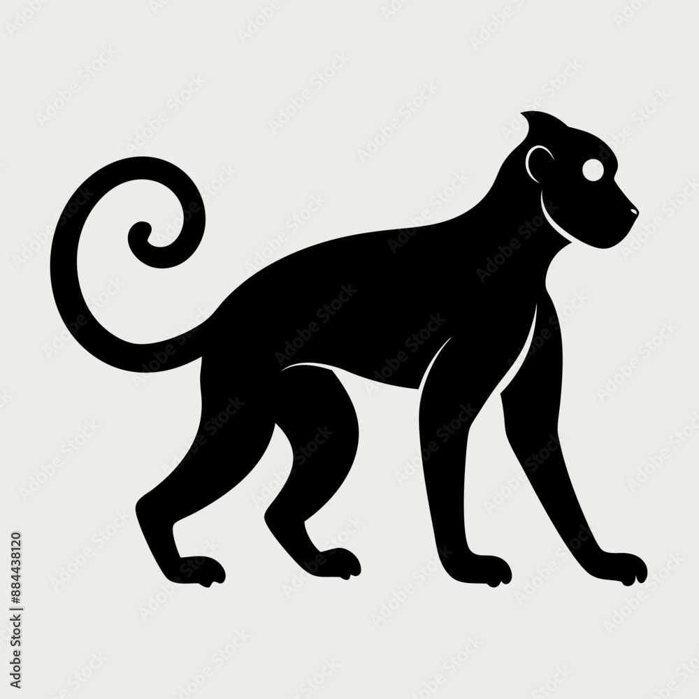 Obraz premium A Monkey silhouette vector illustration