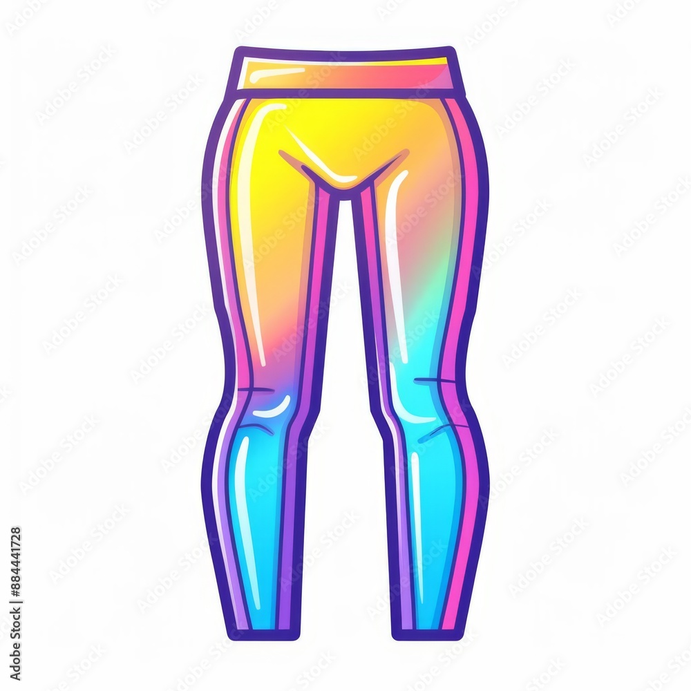 A icon illustration of a pair of leggings, clothing item, modern style, neon colors, isolated on white background A icon illustration of a pair of leggings, clothing item, modern style, neon colors, isolated on white background