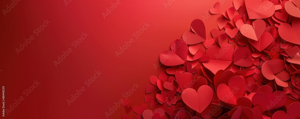 A red background with a bunch of red hearts scattered around it. Free copy space for text. A red background with a bunch of red hearts scattered around it. Free copy space for text.