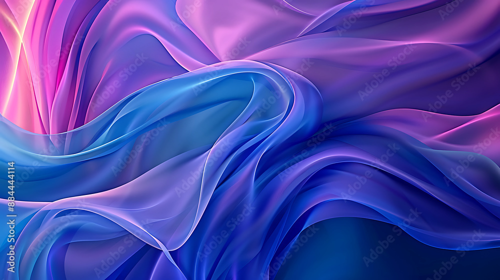 Obraz premium an abstract design with a flowing, ribbon-like structure that transitions through various shades of blue and purple