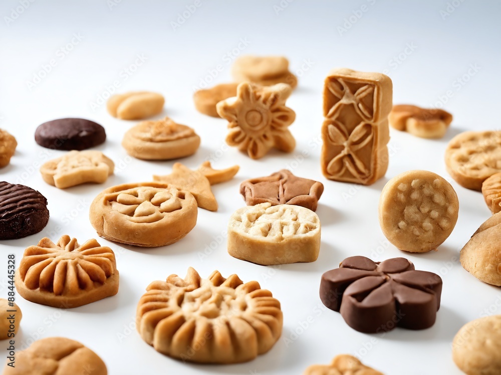 Assortment of homemade cookies with various shapes and designs Assortment of homemade cookies with various shapes and designs