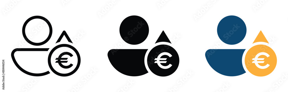 Vector icons in a flat design style showing salary increases Vector icons in a flat design style showing salary increases