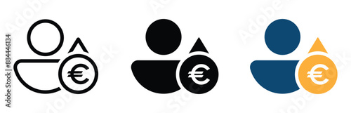 Vector icons in a flat design style showing salary increases