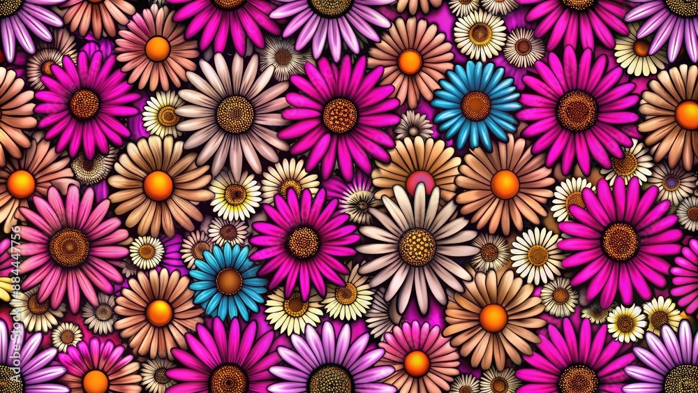 Vibrant field of multicolored flowers in bloom. Vibrant field of multicolored flowers in bloom.