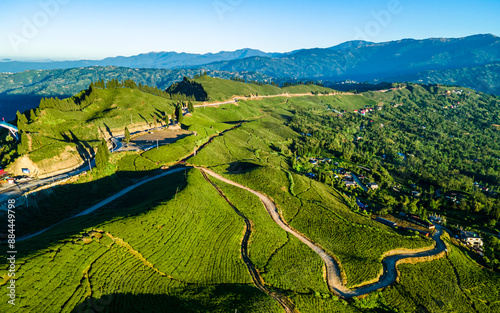 landscape view of greenery mountain hill ilam, Nepal. photo