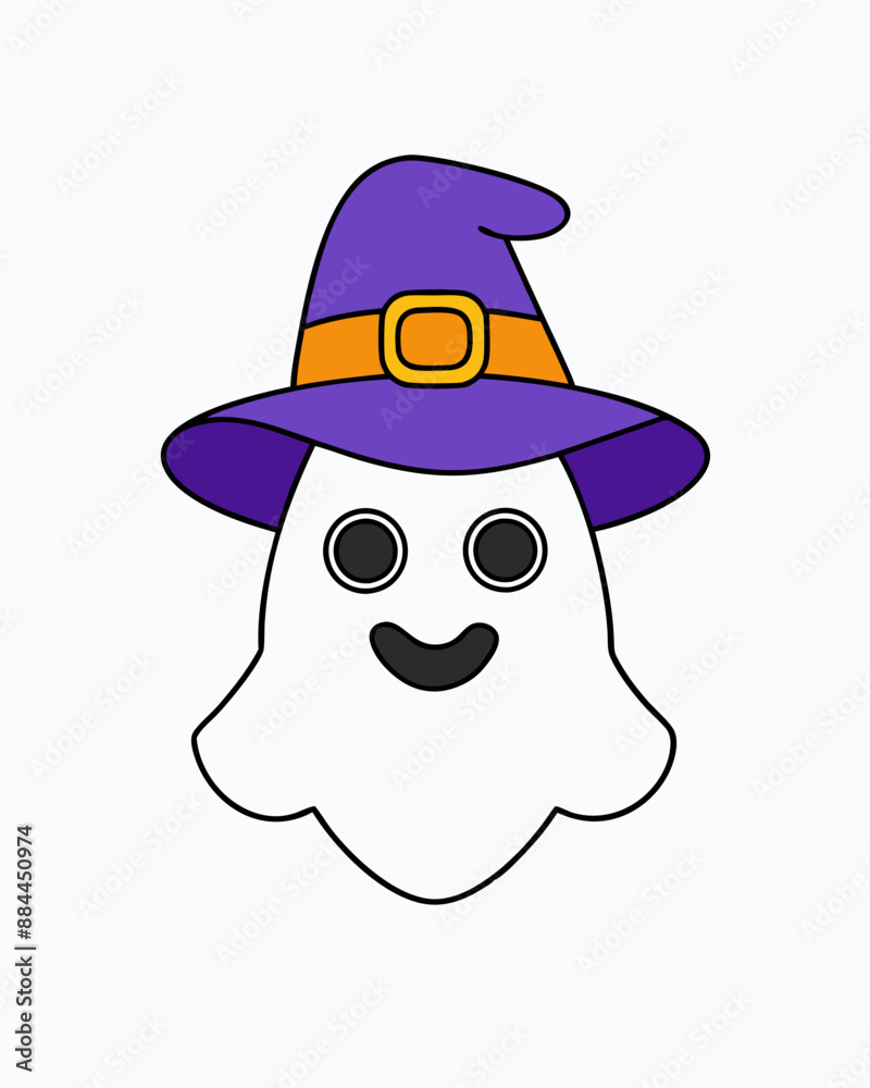 Halloween ghost with Halloween Hat vector icon illustration Halloween ghost with Halloween Hat vector icon illustration