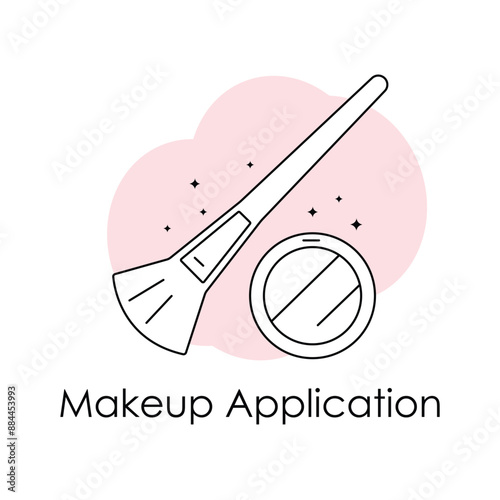 Makeup Application Icon: Foundation, Concealer, Eyeshadow, Lipstick, Blush, Makeup Brushes, Contouring, Makeup Tutorial, Beauty Tools, Cosmetic Application.