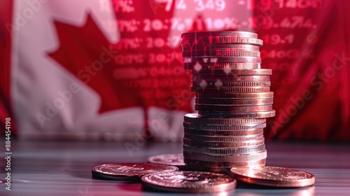 A pile of Canadian coins on a table