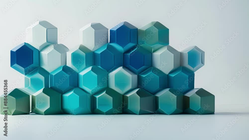 Bold and eyecatching these bookends showcase a geometric honeycomb design in shades of blue and green. Bold and eyecatching these bookends showcase a geometric honeycomb design in shades of blue and green.