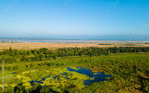 aerial view of Paddy farmland in Koshi provience, Nepal. photo