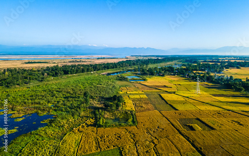 aerial view of Paddy farmland in Koshi provience, Nepal. photo