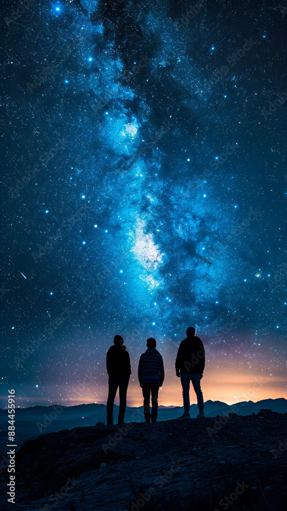Fototapeta premium People stand in the night sky.generative ai