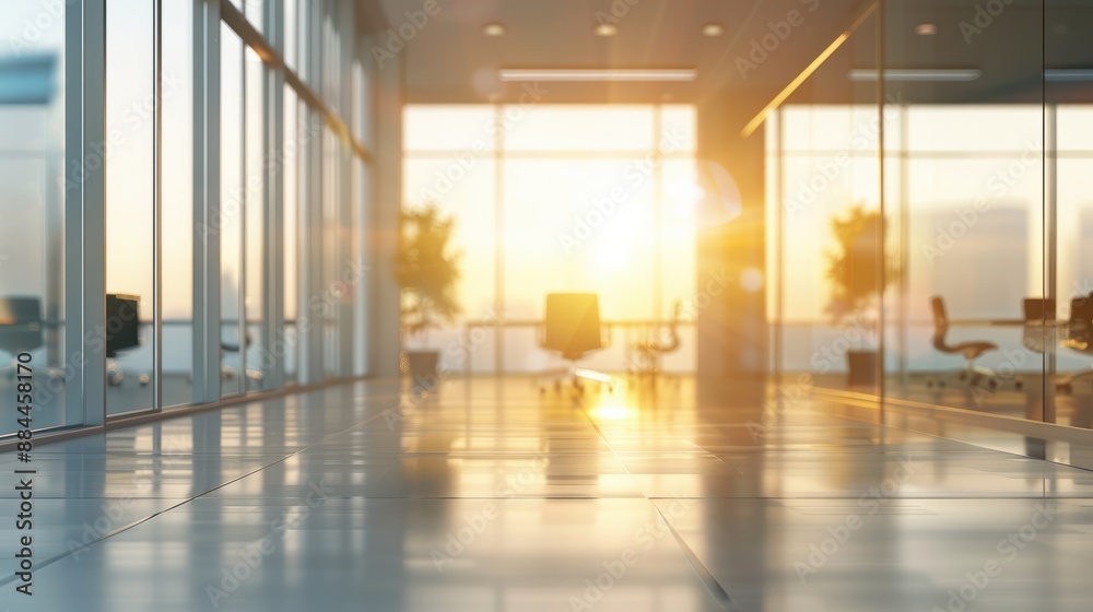 Beautiful blurred background of a light modern office interior with panoramic windows and beautiful lighting. Beautiful blurred background of a light modern office interior with panoramic windows and beautiful lighting.