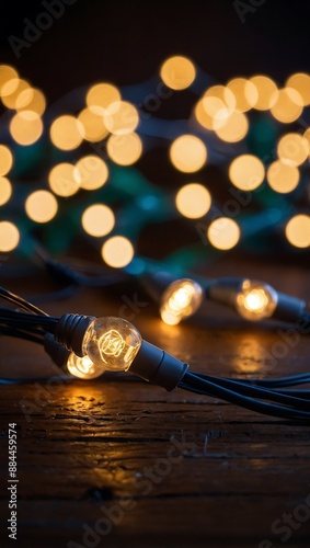 Festive Christmas lights in an artistic arrangemen photo