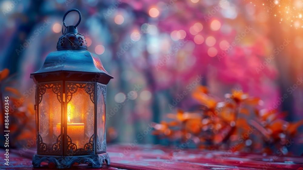 Lantern with a Warm Glow in a Romantic Setting. Lantern with a Warm Glow in a Romantic Setting.