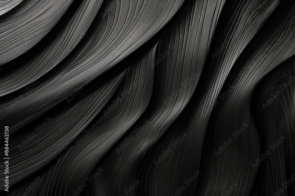 Fototapeta premium The image is a close up of a black fabric with a wavy pattern