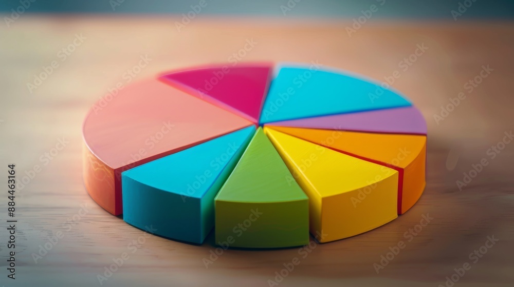 Obraz premium A pie chart infographic on a poster board, visually representing statistical analysis