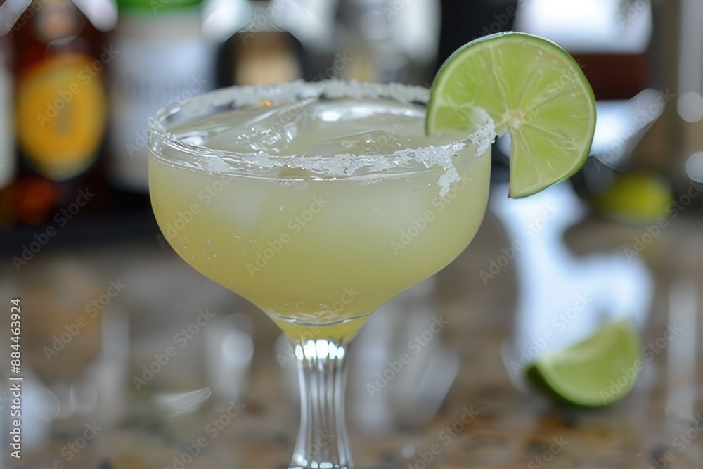 Margarita cocktail close-up with a slice of lime Margarita cocktail close-up with a slice of lime