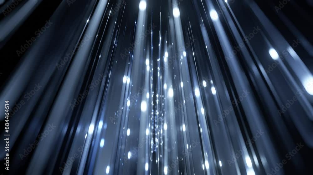 An abstract image featuring blue shimmering light streaks on a dark background, creating a peaceful and modern visual appeal. Ideal for technology and design themes.