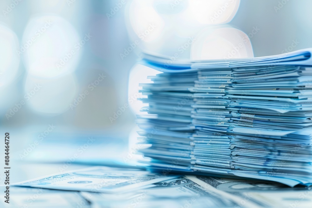 A simple financial report in rich blue tones. Office and educational concept.

