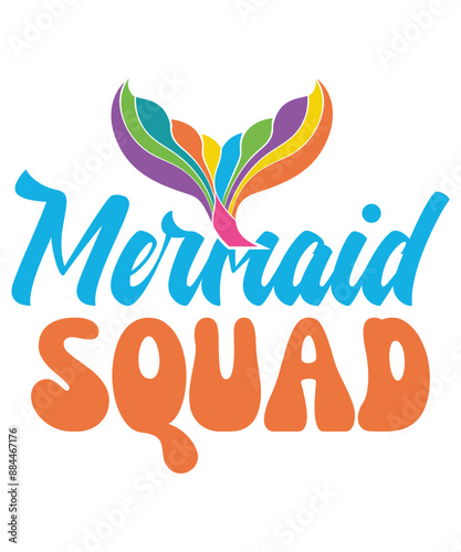 mermaid squad t-shirt, mermaid fantasy, mermaid theme party design, fairytale lovers, mermaid theme parties, party supplies family matching, unique mermaid novelty design perfect, beach vacation lover
