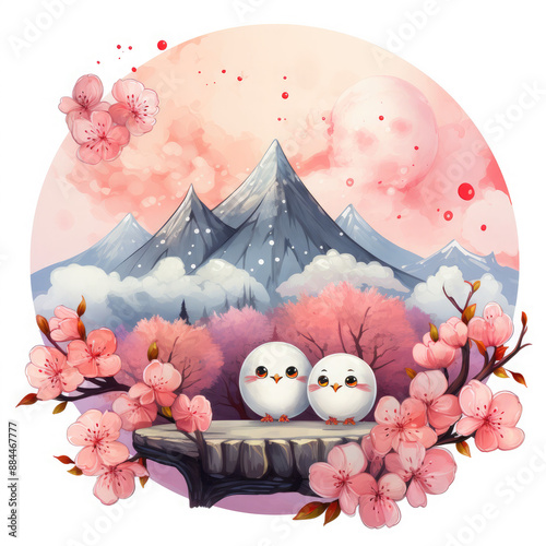 Watercolor Landscape, clipart Illustration, Generative Ai