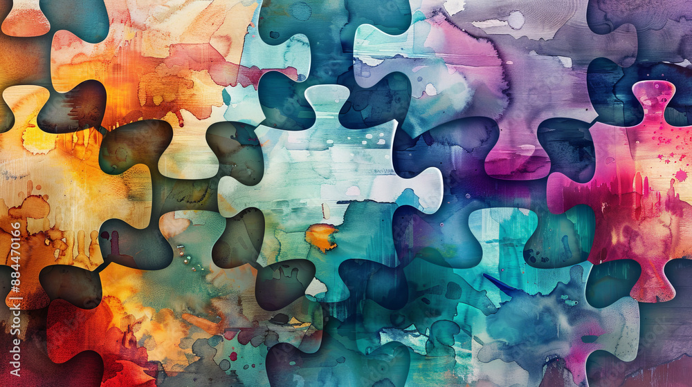 puzzle pieces with watercolor texture puzzle pieces with watercolor texture