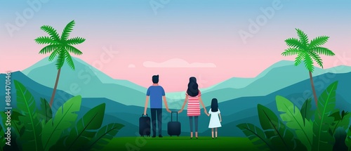 Family journey, connecting with indigenous ancestry, flat design illustration photo