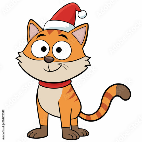 funny cat wear christmas cap full body show