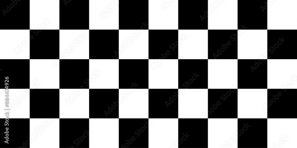 Fototapeta premium Black and white chess pattern. Checkerboard seamless vector illustration. Abstract checkered checkerboard for game. Grid geometric rectangle shape. Race flag. Retro mosaic floor.