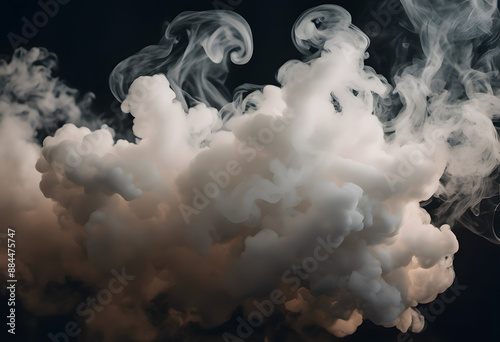 Abstract image of swirling white smoke on a dark background, creating a sense of movement and fluidity.