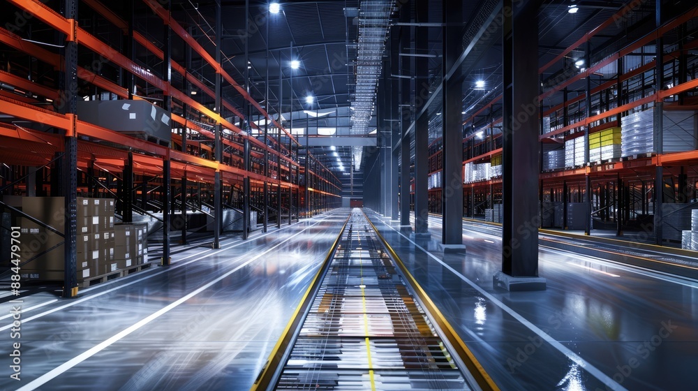 Automated logistics in a high-tech warehouse Automated logistics in a high-tech warehouse