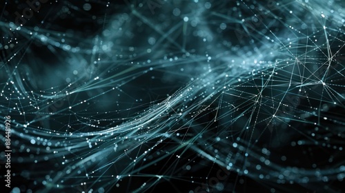 Abstract Digital Network with Interconnected Lines and Dots