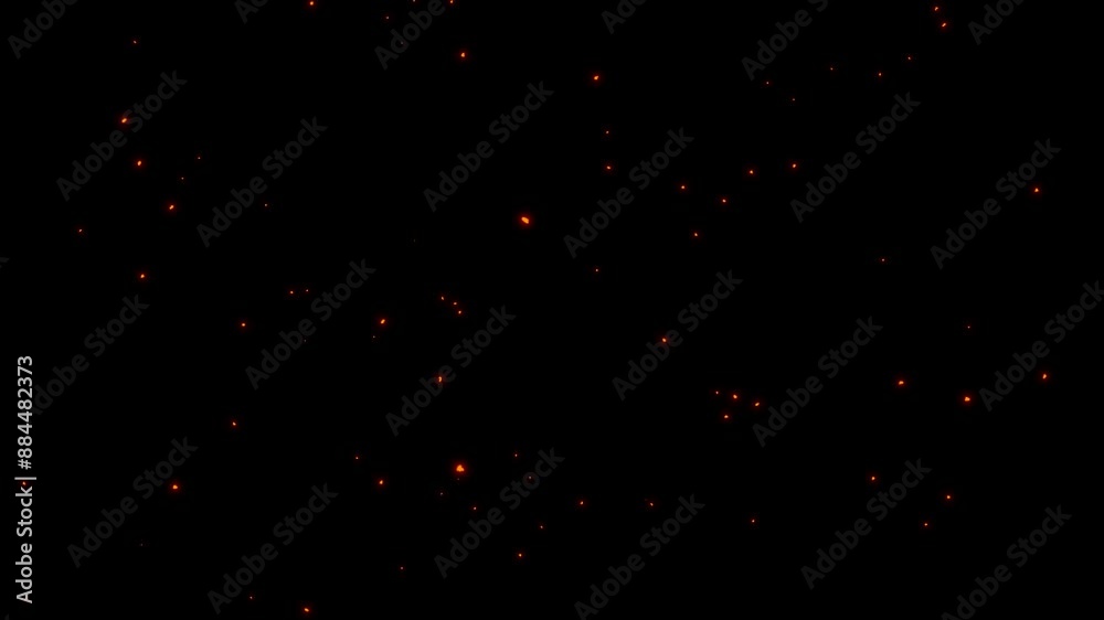 Dramatic Fire Particles Swirling on Black Background, Creating Intense Visual Effects.