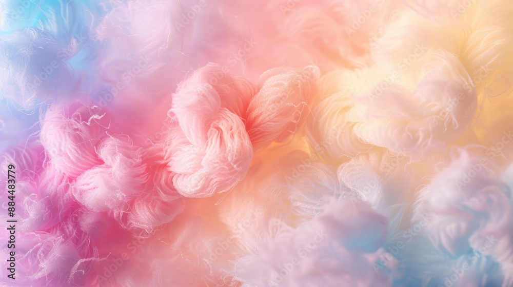 Obraz premium Colorful cotton candy in soft pastel color background. Generative AI
