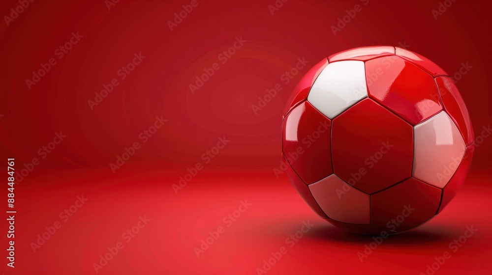 Football or soccer background with big ball in red colors Football or soccer background with big ball in red colors