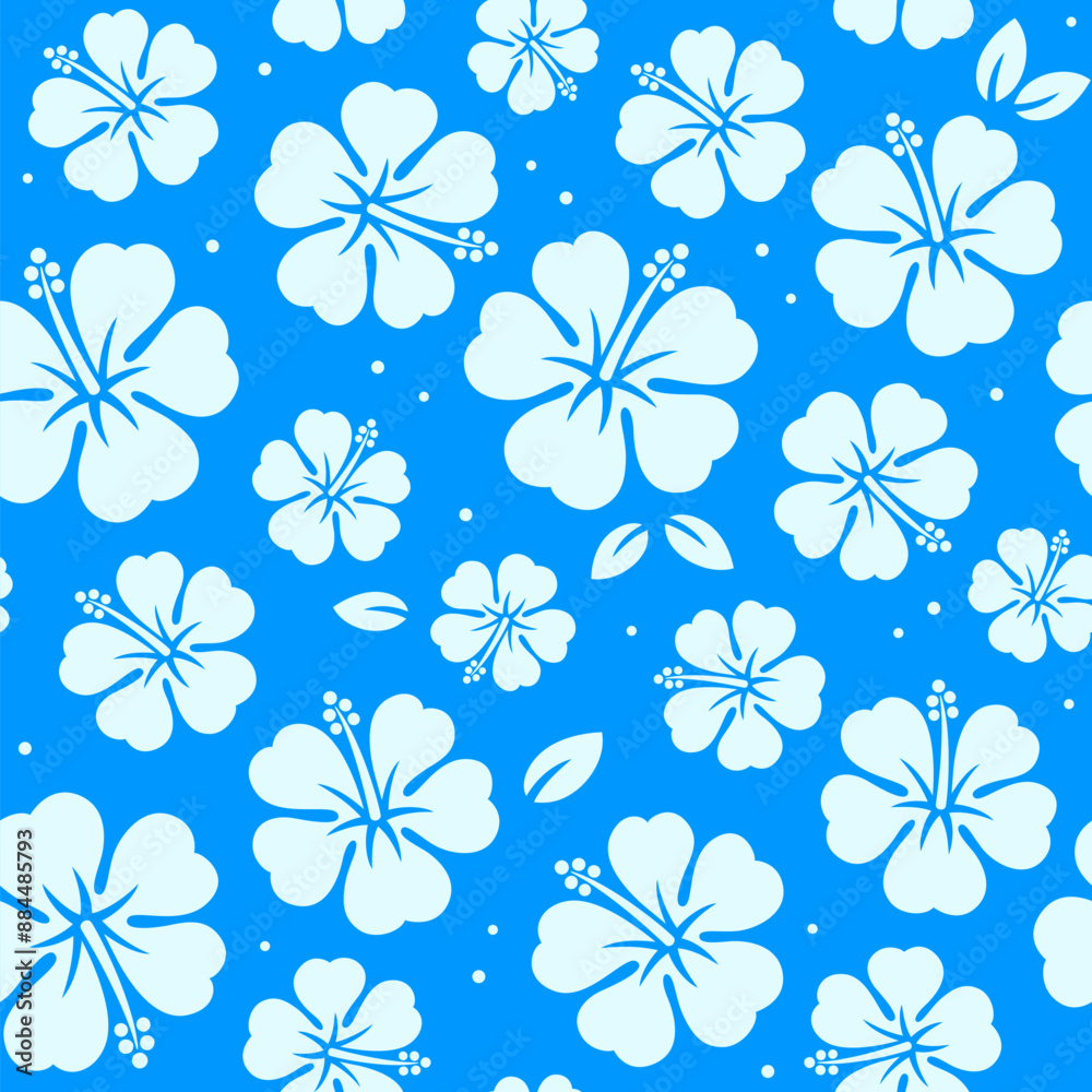 Hibiscus flower blue seamless pattern Hibiscus flower blue seamless pattern