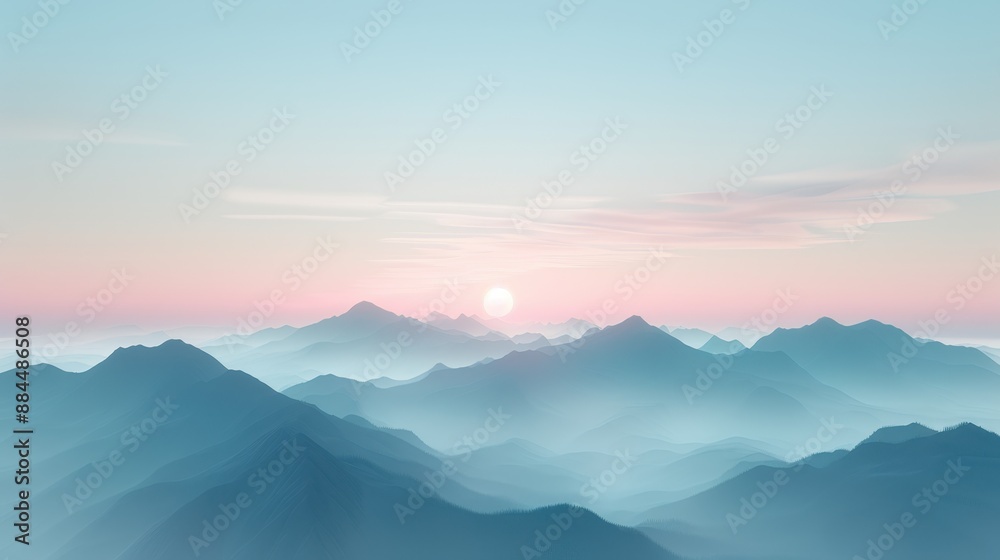 The mountains are covered in a thick layer of fog The mountains are covered in a thick layer of fog