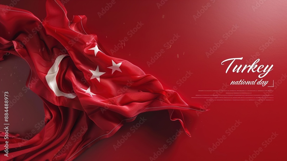 Illustration for Democracy and National Unity Day in Turkey with large Turkish flag in grungy style.illustration