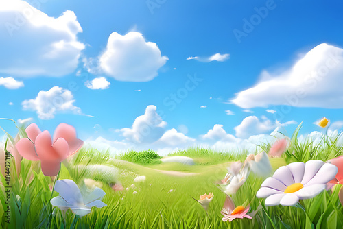 grass and blue sky background