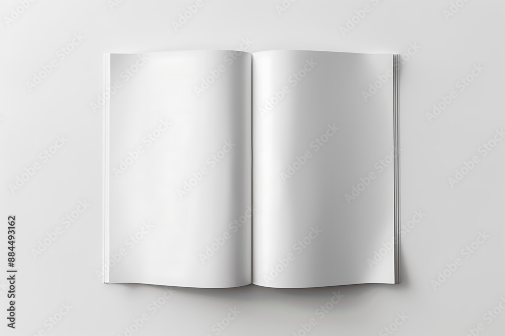 Blank white opened book in copy space. Top front view of the folded booklet. For mock up. AI generated. Blank white opened book in copy space. Top front view of the folded booklet. For mock up. AI generated.