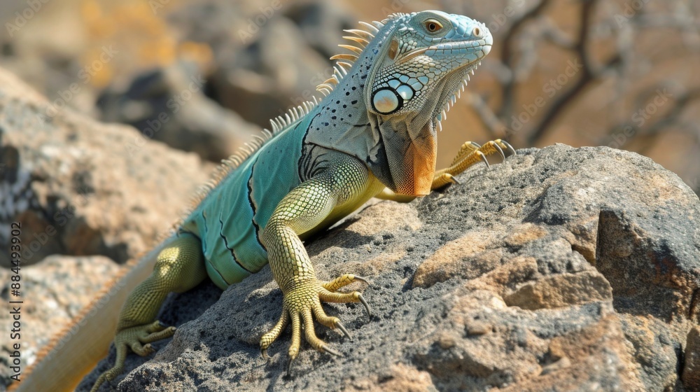 Collared iguana basking on a sunny rock Collared iguana basking on a sunny rock