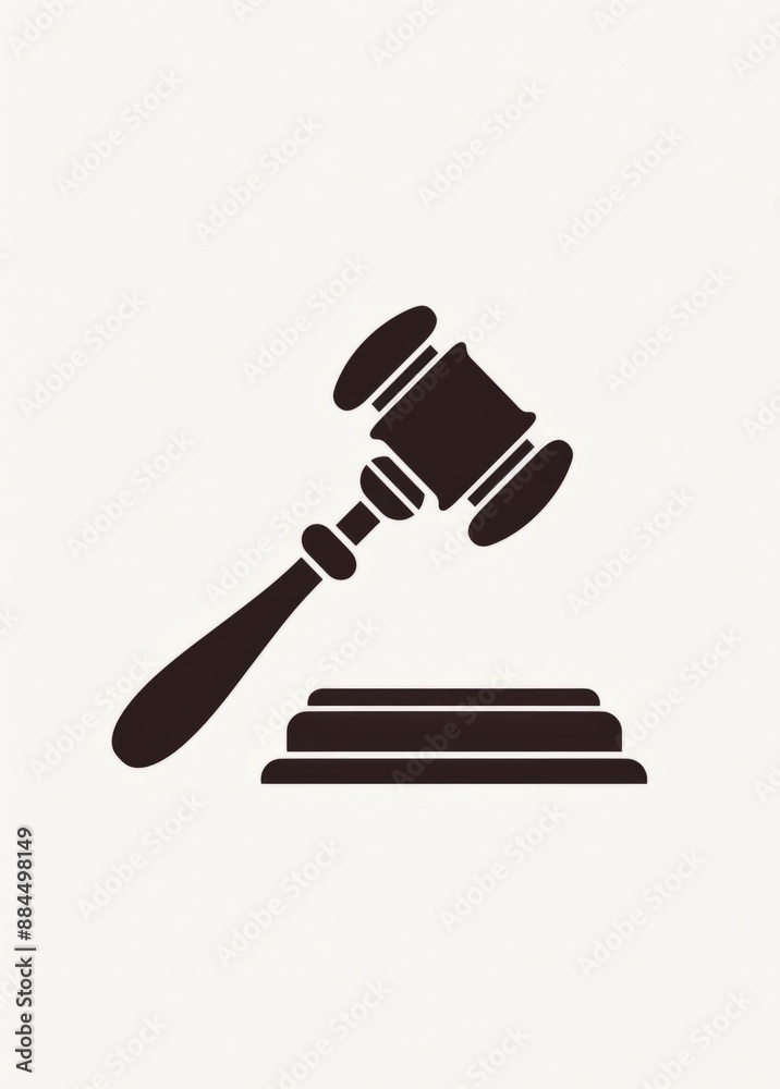 Minimalist Law Concept Icon with Stylized Gavel in Black Vector Outline Minimalist Law Concept Icon with Stylized Gavel in Black Vector Outline