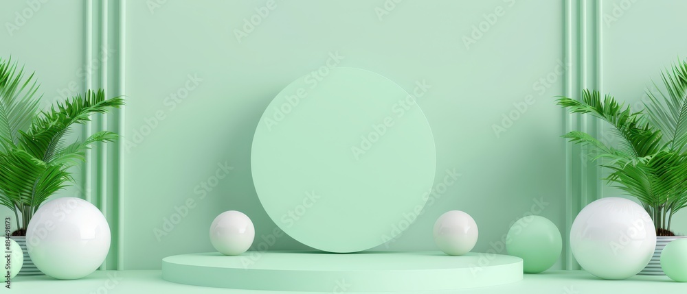 A green room with a white wall and a green plant A green room with a white wall and a green plant