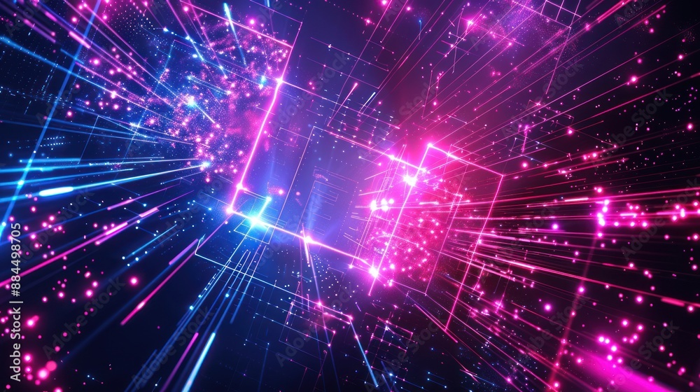 Abstract Neon Grid with Pink and Blue Glowing Lines Abstract Neon Grid with Pink and Blue Glowing Lines