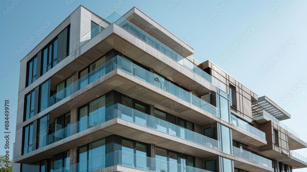 Contemporary residential building with glass façade Contemporary residential building with glass façade