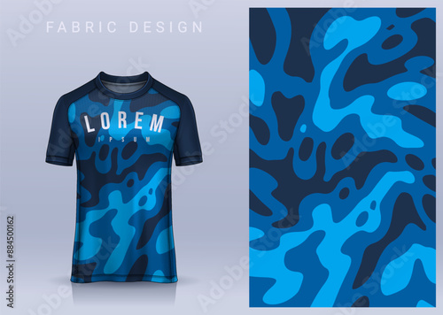 Fabric textile design for Sport t-shirt, Soccer jersey mockup for football club. uniform front view.	