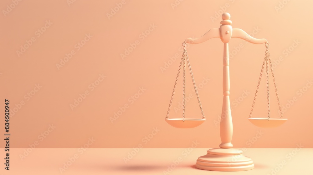 ibrant 3D Illustration of a Saturated Beige Balance Scale Embodying Law, Fairness, and Judicial Concepts