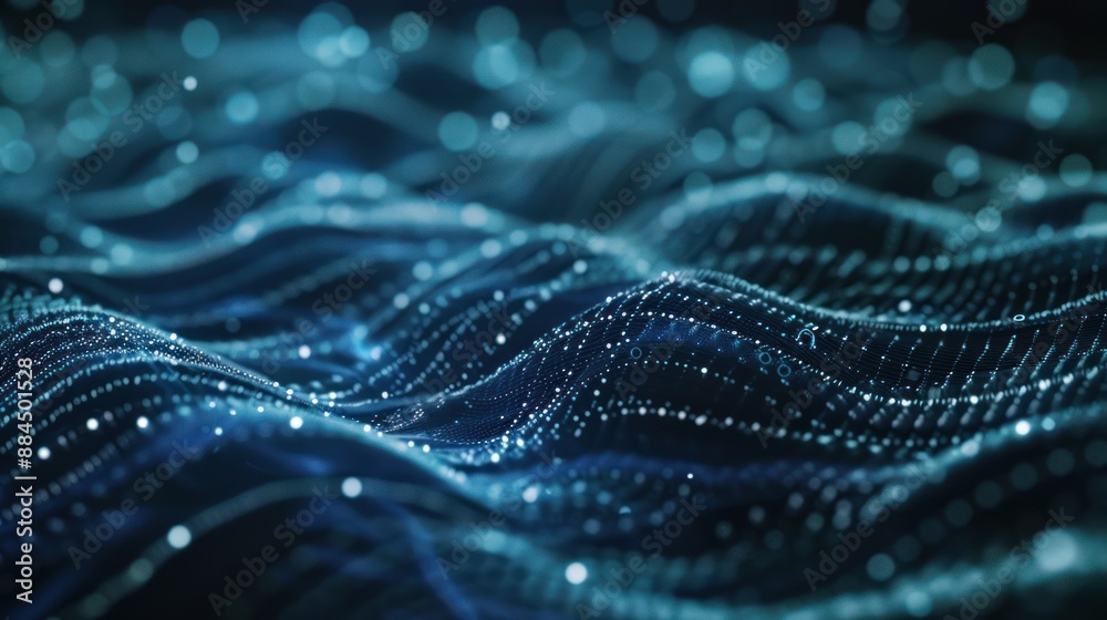 Abstract Digital Wave with Glowing Particles Abstract Digital Wave with Glowing Particles